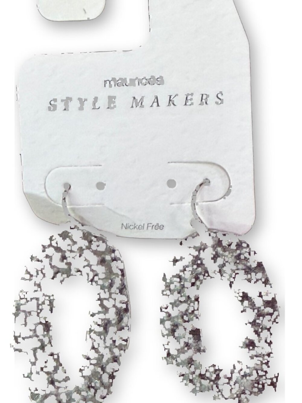 NWT Maurices Style Makers Hammered Silver Open Oval Drop Earrings